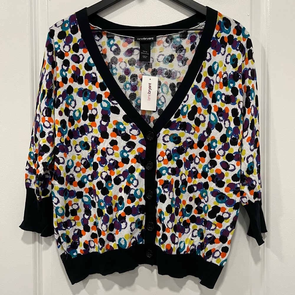 Lane Bryant V-Neck Button Down Cardigan Sweater 100% Cotton Plus Size 14/16 NWT